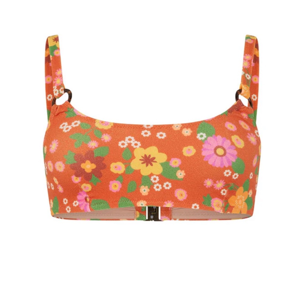 NWT Spell Pomelia Ring Scoop/Ring Pant Bikini in Retro Size XXS Orange Floral - Picture 8 of 16